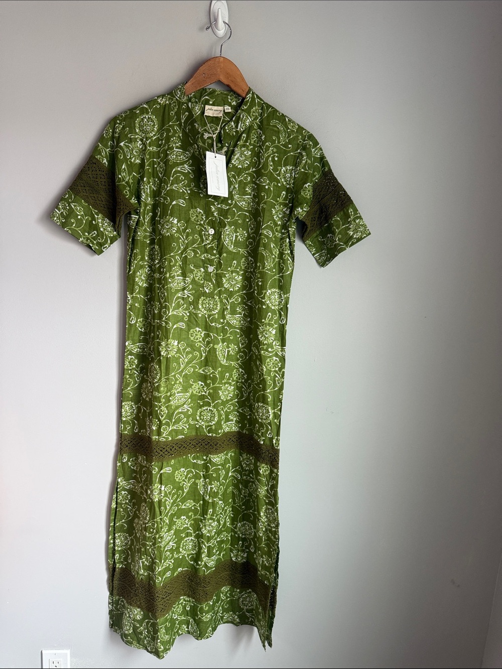 NEW Julia Amory Short Sleeve Majorelle Midi Dress Moss Petunia XS